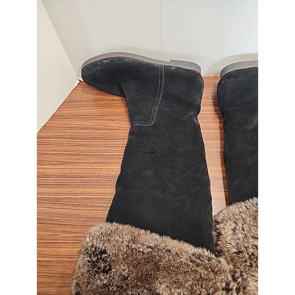 Sam Edelman Orlando Womens 7.5M Over‎ the Knee Suede Leather Faux Fur Boots